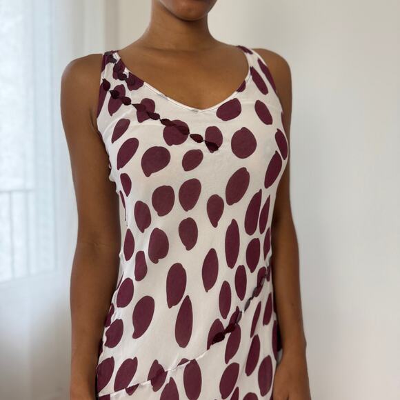Vintage Italian Viscose Polka-Dot Slip Dress (S) - Picture 2 of 10